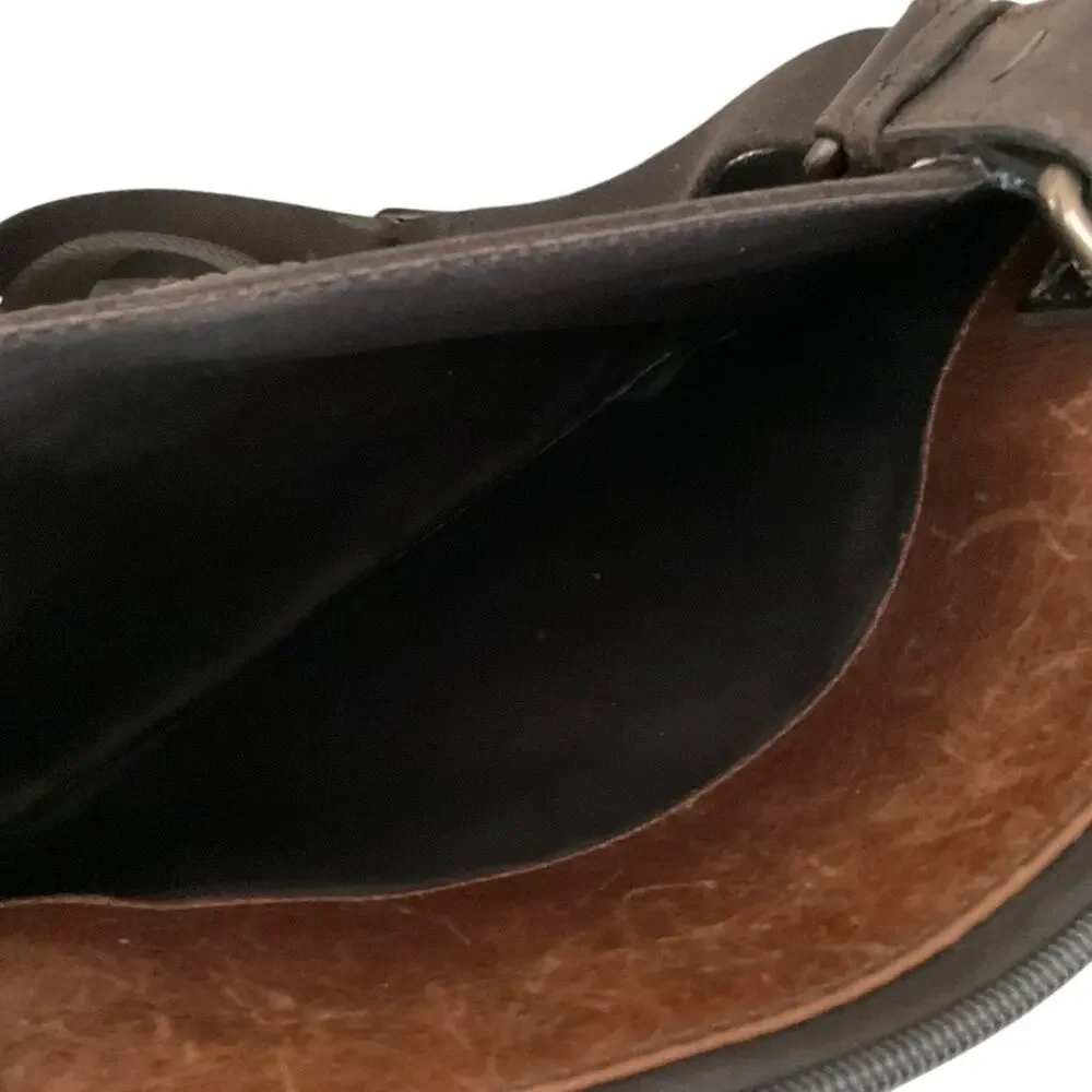 Vintage Fossil Brown Leather Messenger Bag Crossbody Strap